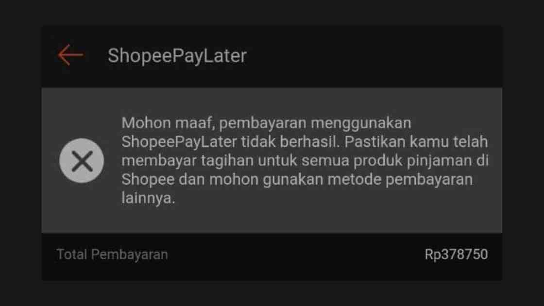 Transaksi Ini Tidak Memenuhi Syarat Untuk Menggunakan Spaylater Begini Cara Mengatasinya