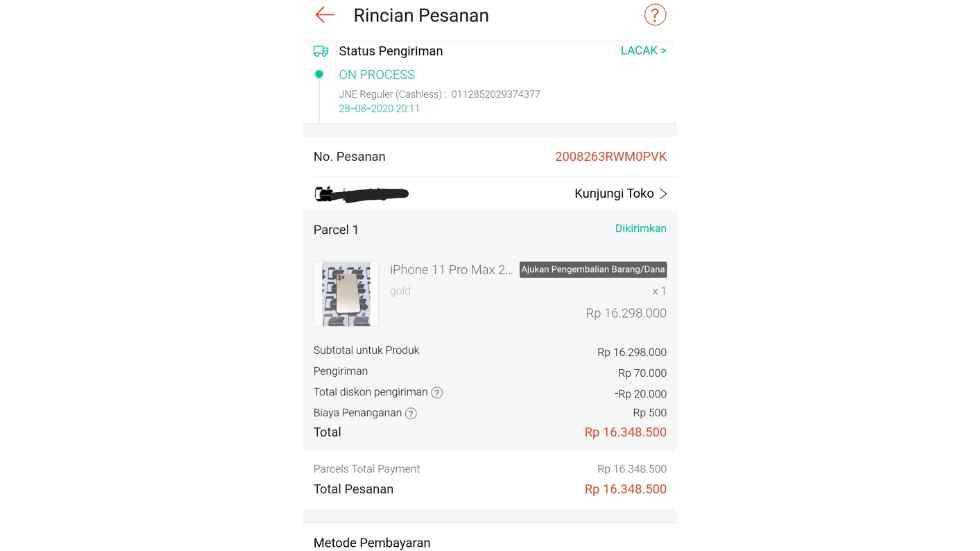 Cara pengembalian dana tanpa pengembalian barang shopee