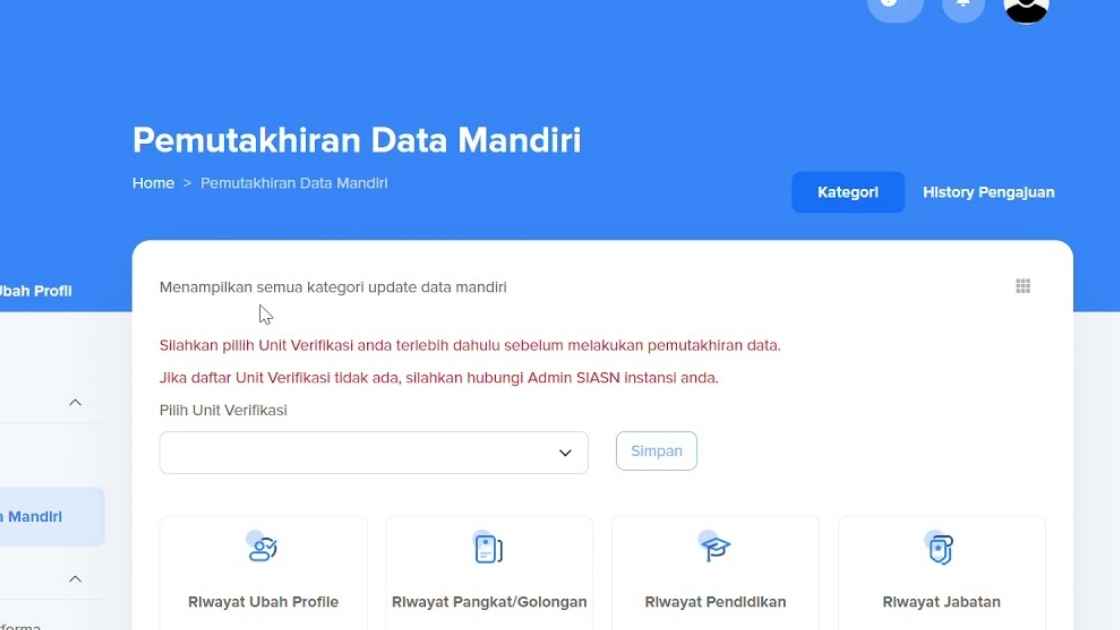 Unit Verifikasi Pemutakhiran Data ASN di My SAPK