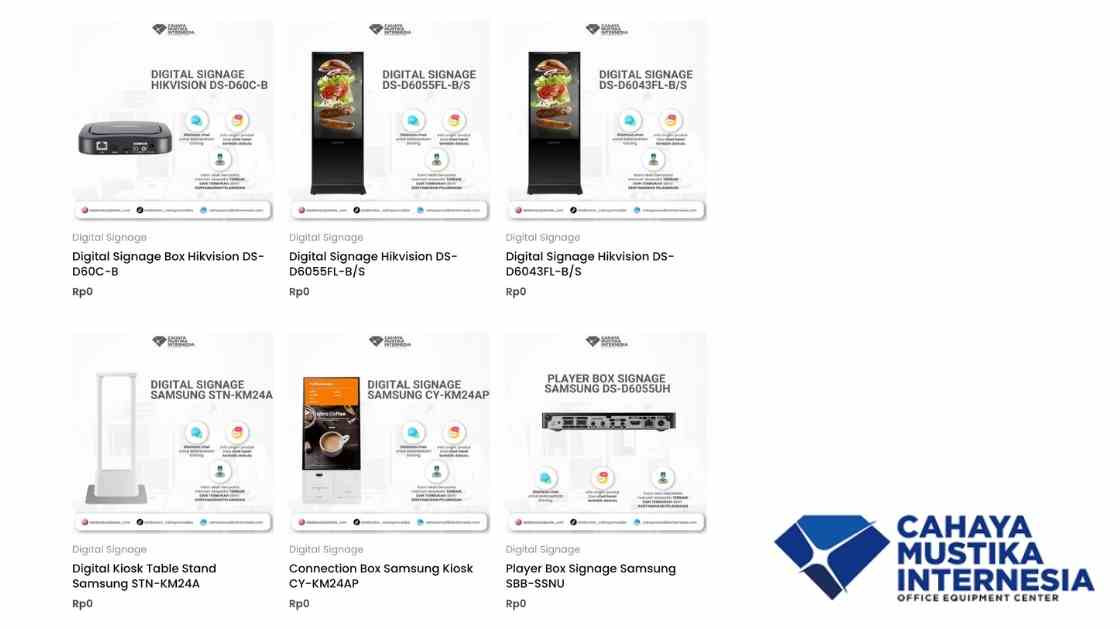 Produk Digital Signage Terpercaya dari PT Cahaya Mustika Internesia